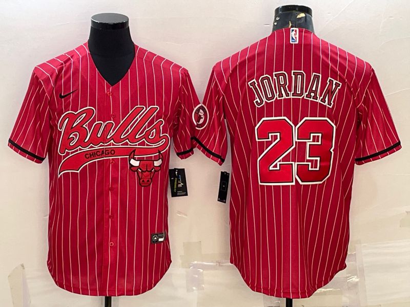 Men Chicago Bulls 23 Jordan Red Stripe 2022 Nike Co branded NBA Jersey